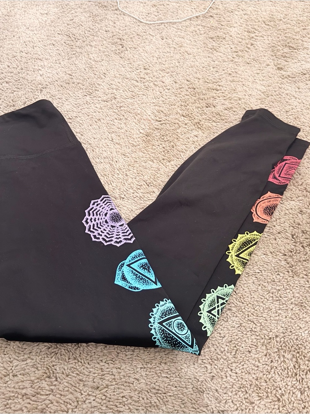 Size L Black Rainbow Chakra Leggings Yoga Pants